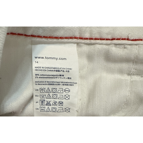 Tommy Hilfiger Shorts Womens 14 White Denim Rolled Cuff 4.5 Inch Inseam - Picture 7 of 16